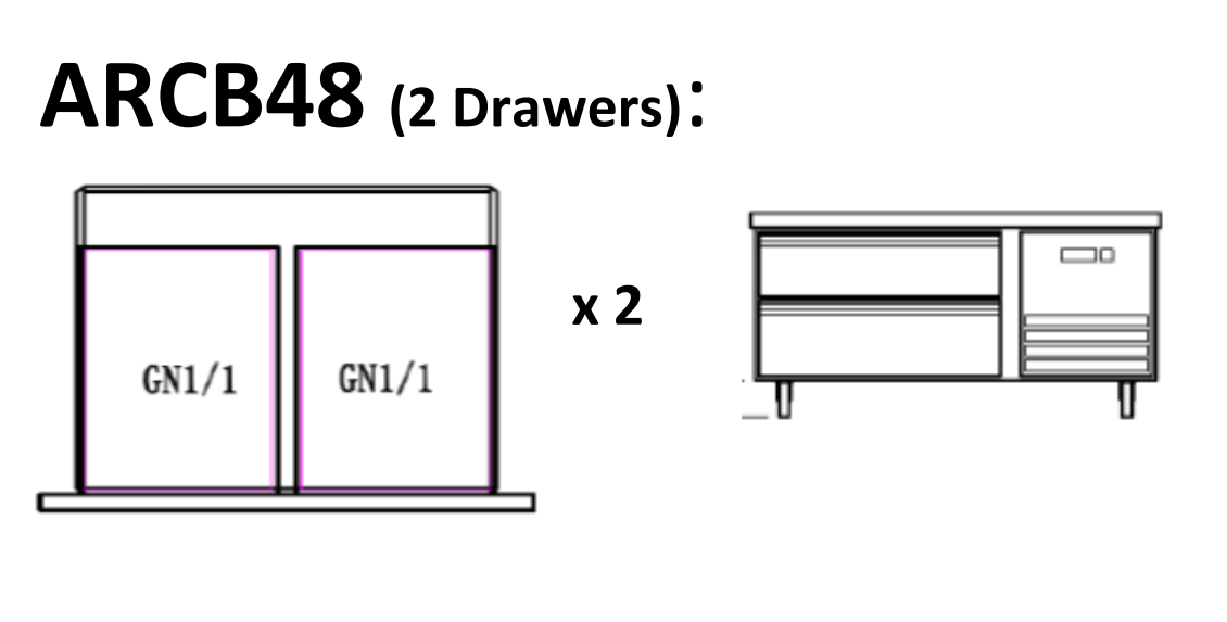 Arctic Air ARCB48 50" Refrigerated Chef Base, 2 Drawers, Marine Edge Top, Stainless Steel Construction, Digital Thermostat
