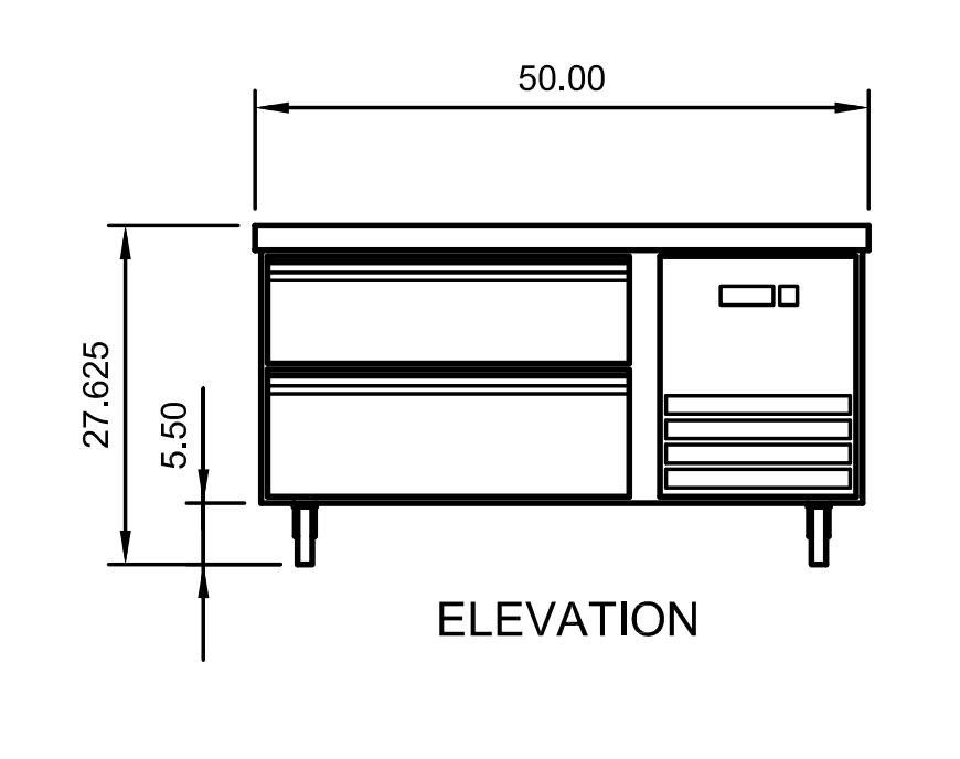 Arctic Air ARCB48 50" Refrigerated Chef Base, 2 Drawers, Marine Edge Top, Stainless Steel Construction, Digital Thermostat
