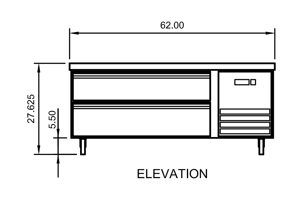 Arctic Air ARCB60 62" Refrigerated Chef Base, 2 Drawers, Marine Edge Top, Stainless Steel Construction, Digital Thermostat