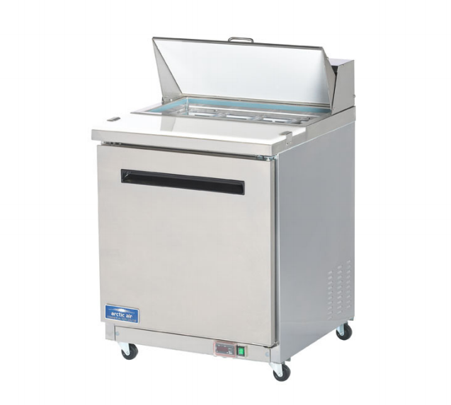 Arctic Air AST28R 29" Standard-Top Sandwich/Salad Prep Table, 8-Pan Capacity, Stainless Steel Construction, Digital Thermostat