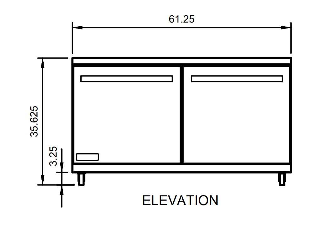 Arctic Air AUC60R 61.25" Worktop Refrigerator, 15.5 cu. ft., 2 Doors, Digital Thermostat, Stainless Steel Construction