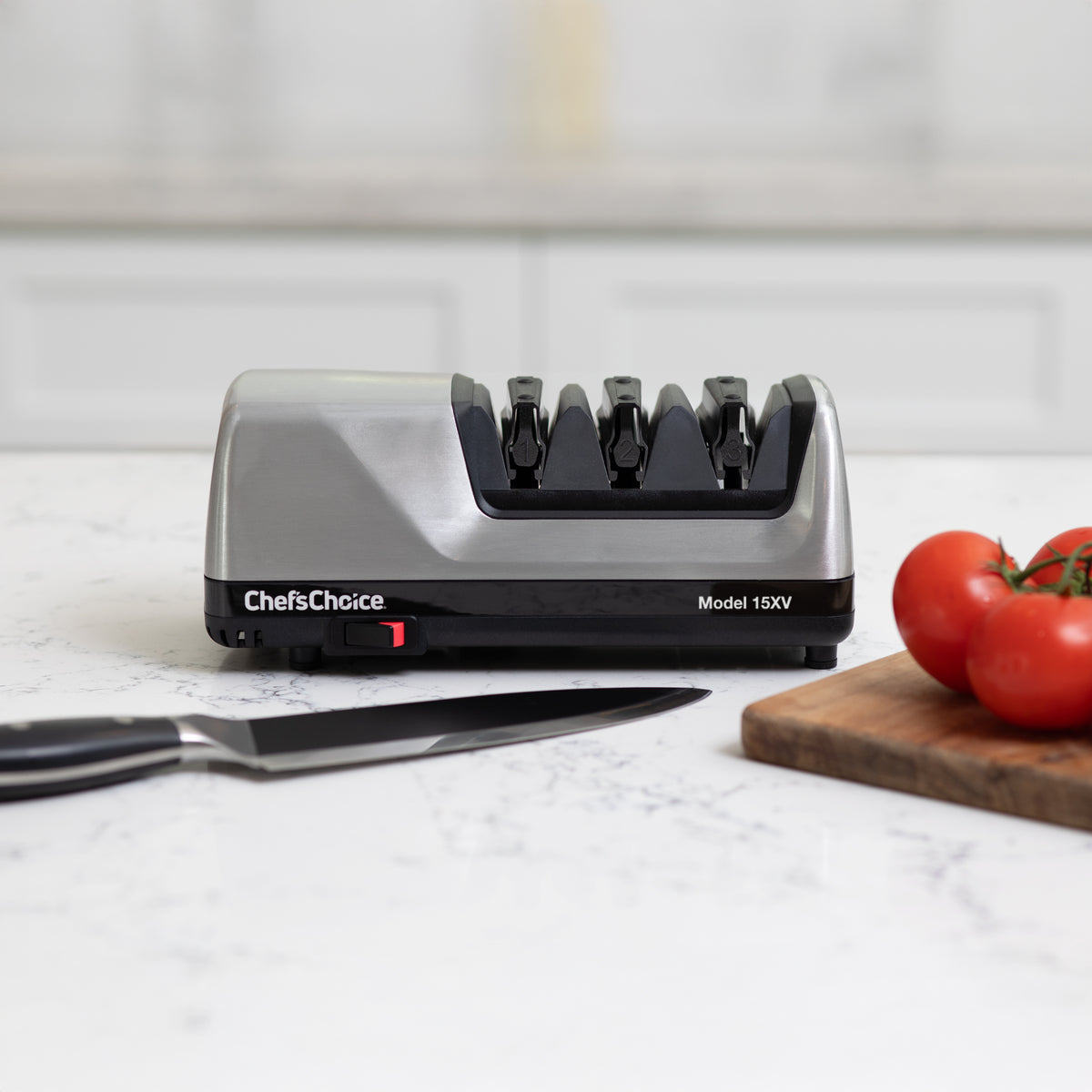 Chef's Choice 15XV Professional Electric Knife Sharpener, 3-Stage 15-Degree Trizor, in Platinum (0101500)