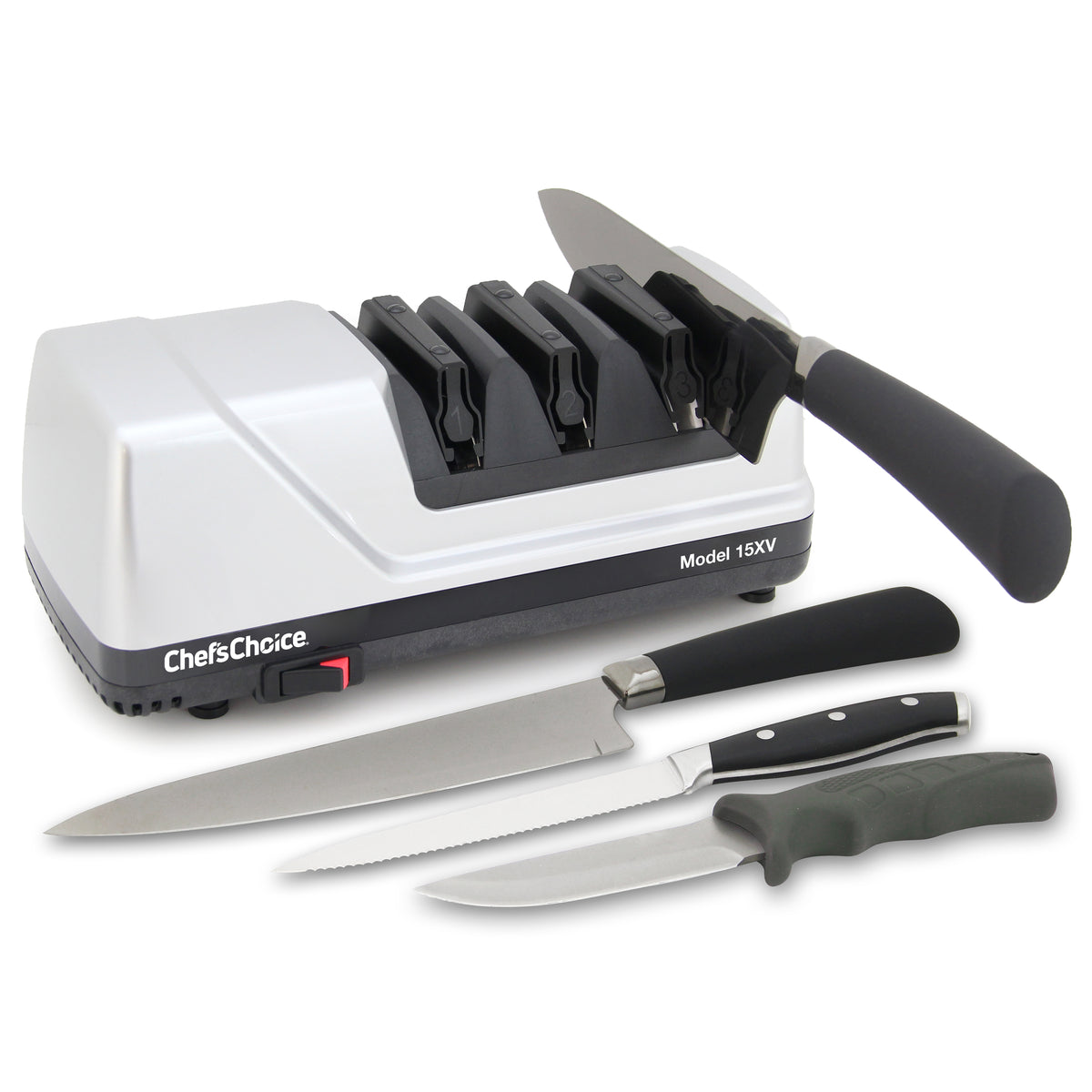 Chef's Choice 15XV Professional Electric Knife Sharpener, 3-Stage 15-Degree Trizor, in Platinum (0101500)