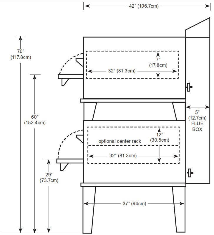 Peerless CW51/41B Stacked Deck-Type Gas Oven 60,000 BTU, Power-Pak Burners, Adjustable Legs