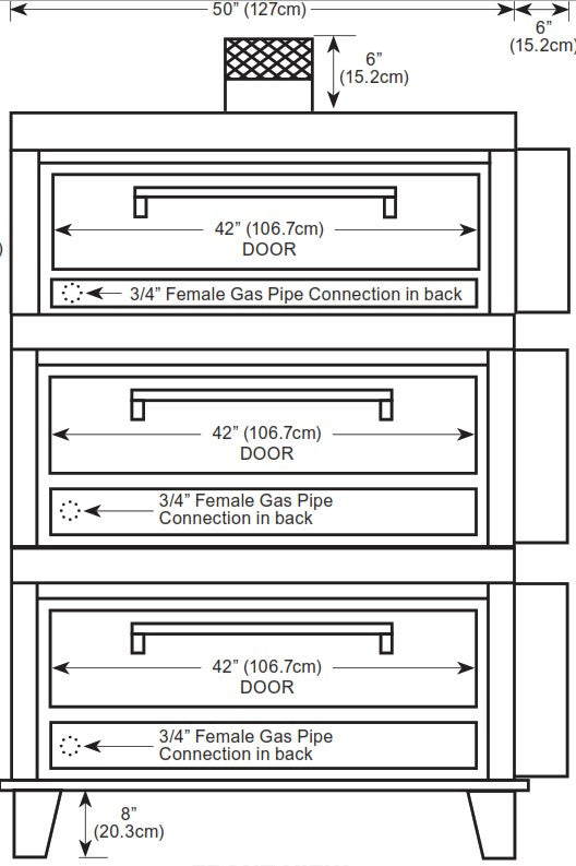 Peerless CW52/41BSC Triple Deck-Type Gas Oven 60,000 BTU, Power-Pak Burners, Right-Side Controls