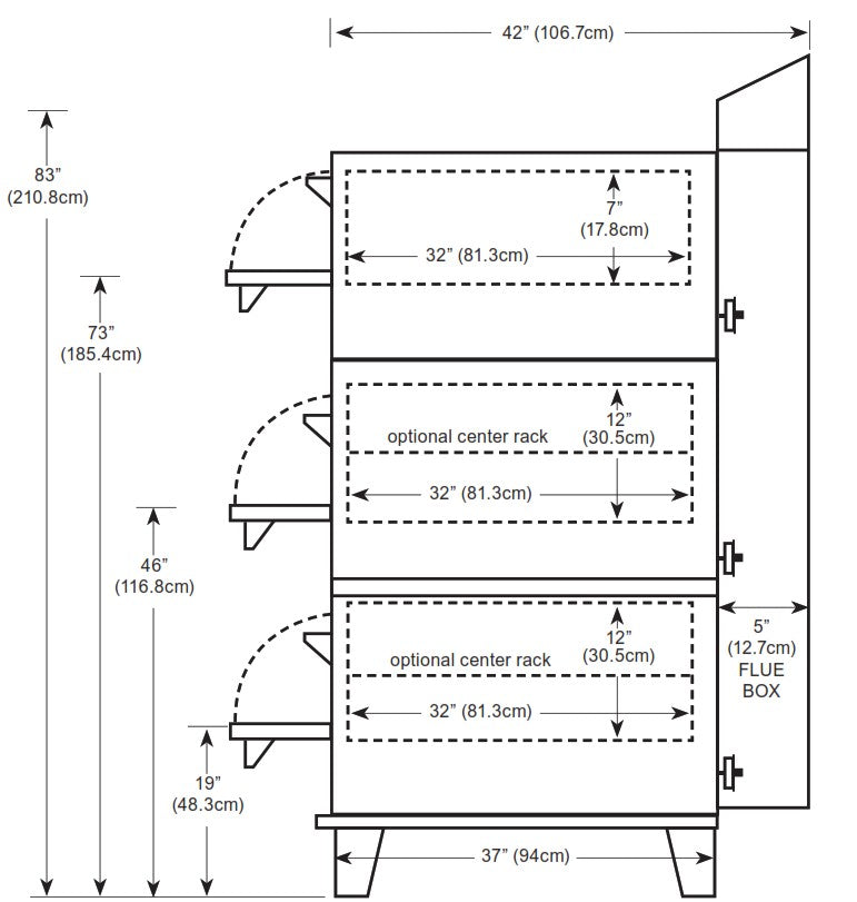 Peerless CW52/41BSC Triple Deck-Type Gas Oven 60,000 BTU, Power-Pak Burners, Right-Side Controls