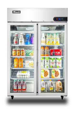 Migali C-2RG-HC 43.2 Cu. Ft. Two-Door Glass Reach-In Refrigerator, Top Mount, LED Lighting