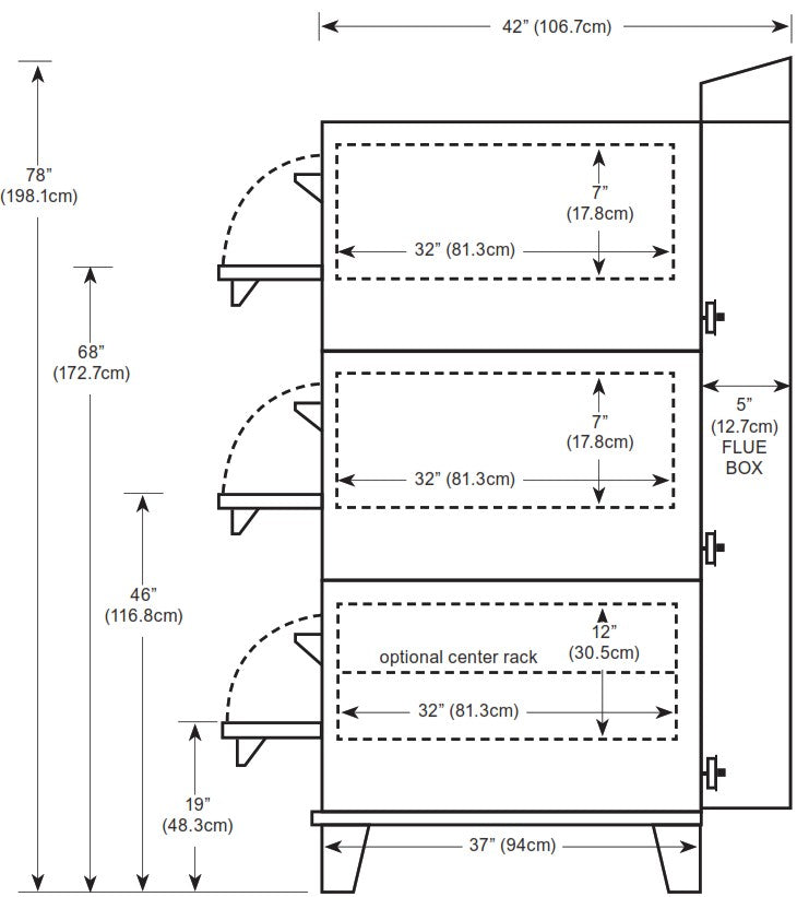 Peerless CW51/42BSC Triple Deck-Type Gas Oven 60,000 BTU, Power-Pak Burners, Right-Side Controls