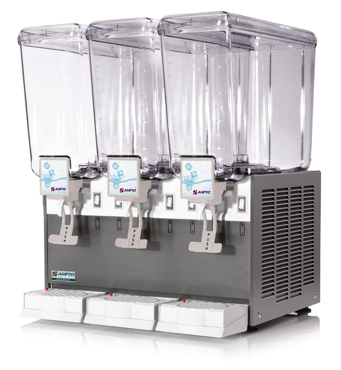 AMPTO D1316 (3) 5 Gallon Cold Beverage Dispenser, Countertop, Gravity Tap