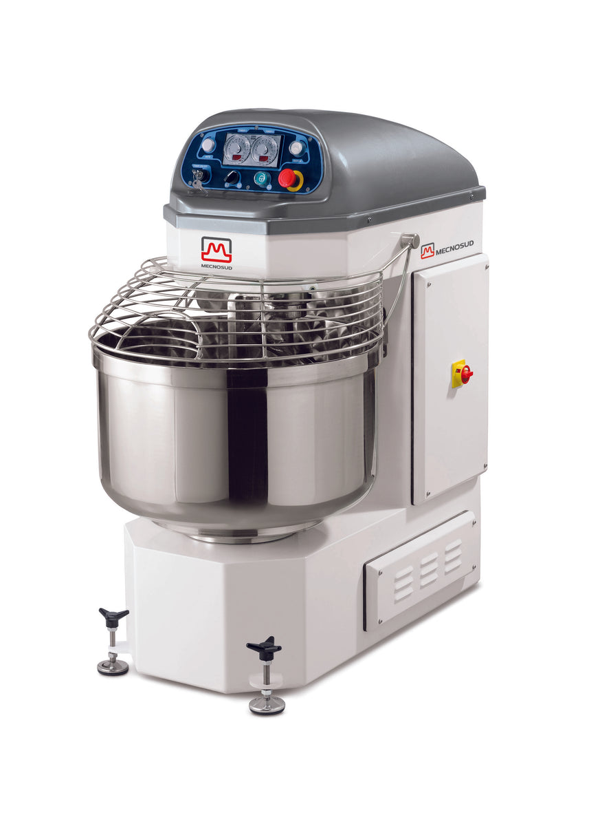 Mecnosud SP100 169 Qt Spiral Dough Mixer, Dual Speed Hook and Bowl, 145.5 lb Flour Capacity