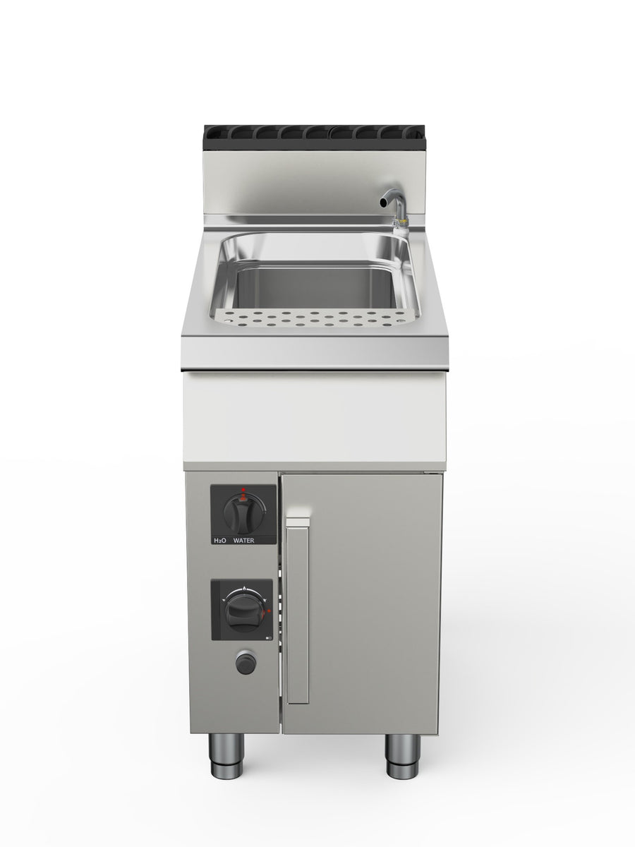 AMPTO 90CPG45 PLUS 12 Gallon Gas Pasta Cooker, Dual Power Burner, Automatic Starch Removal