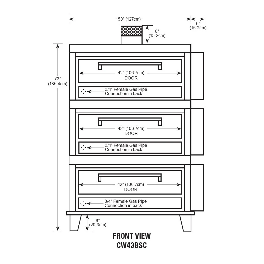 Peerless CW43BSC Triple Stack Gas Bake Deck Oven