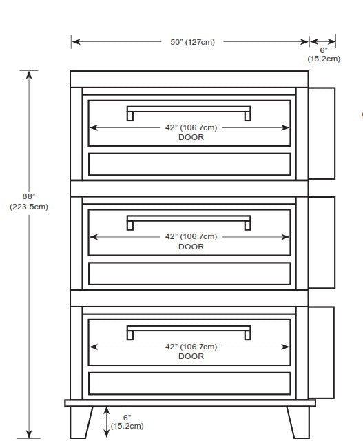 Peerless CE53BESC Triple-Stack 42" Deck Electric Bake Oven, Digital Controls, 250–550°F Temperature Range