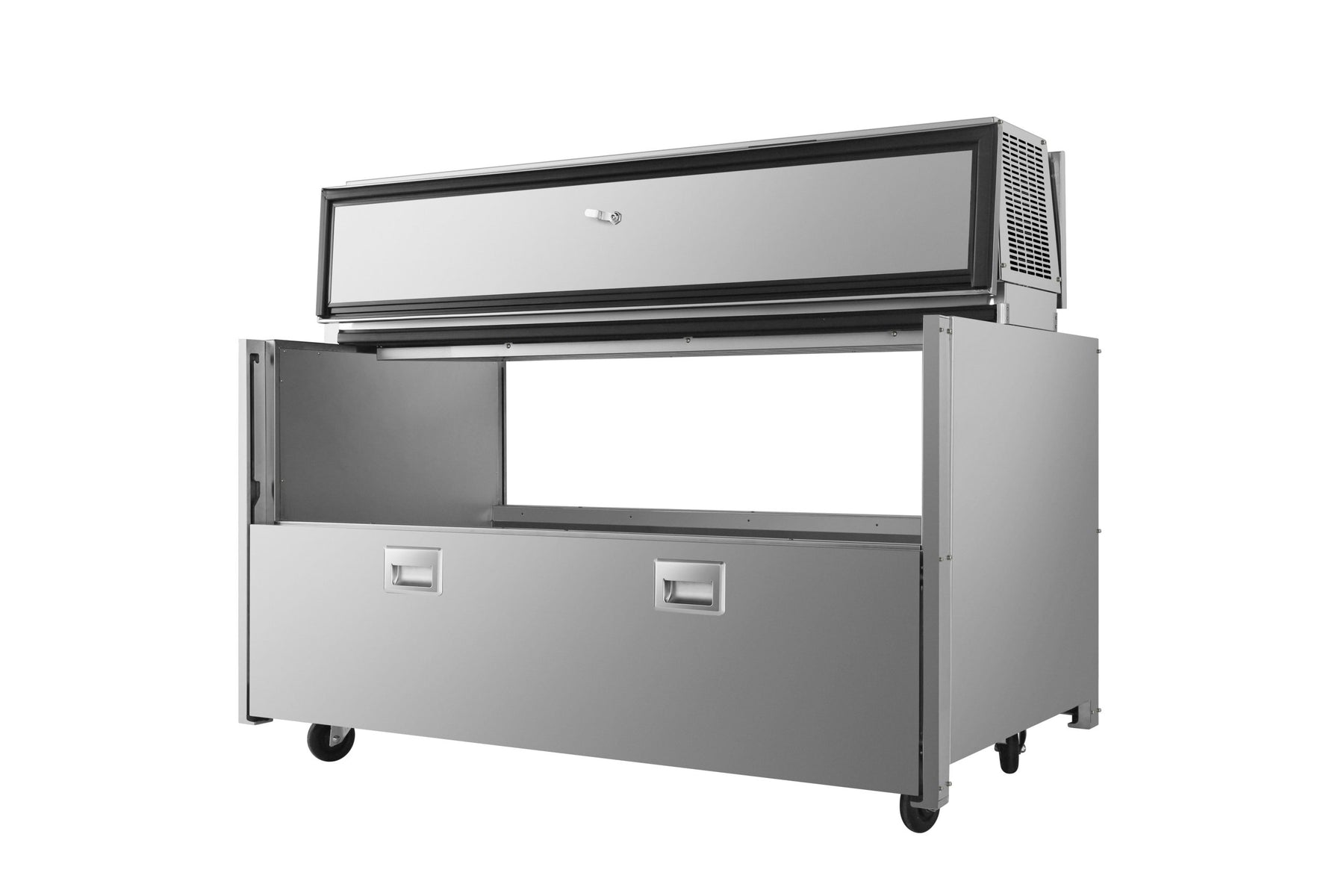 Atosa AMC-5802 16 Crate Forced Air Milk Cooler, Double Sided Sliding Doors, Stainless Steel