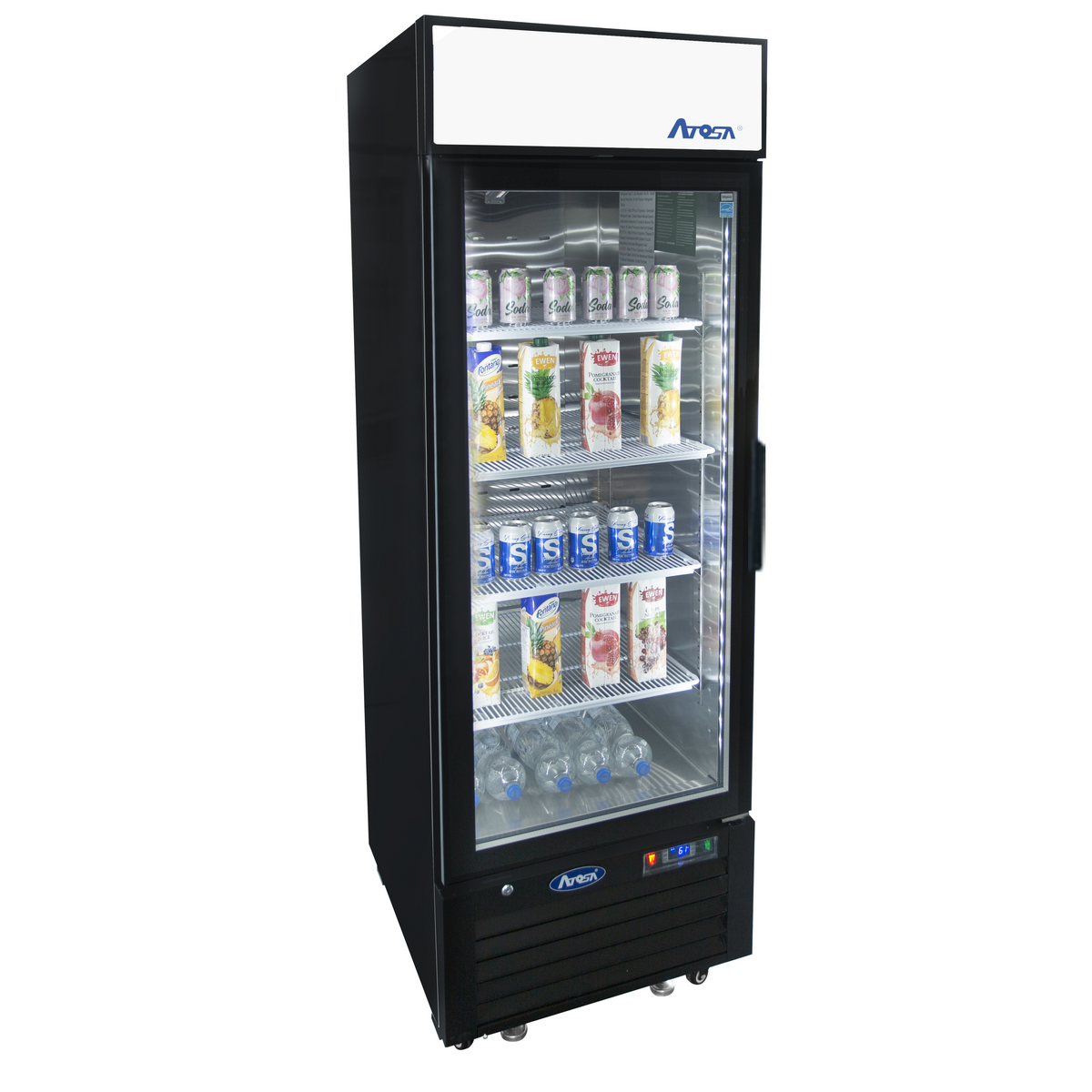 Atosa MCF8722GRL 19.4 Cu Ft Glass Door Refrigerator Merchandiser, Single Door, Left Hinge, Black Exterior