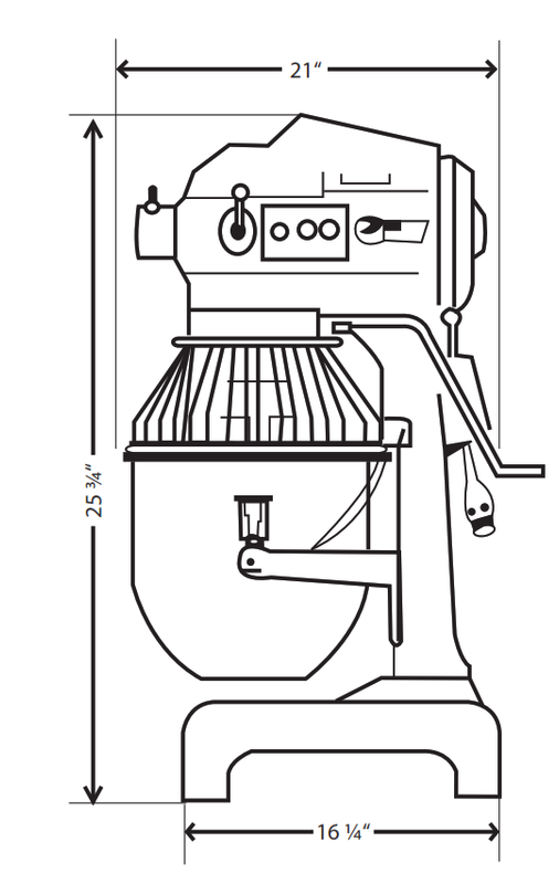 Precision AV-02 20 Quart Planetary Mixer, 3 Speed, Heavy Duty 1/2 HP Motor, Single Phase
