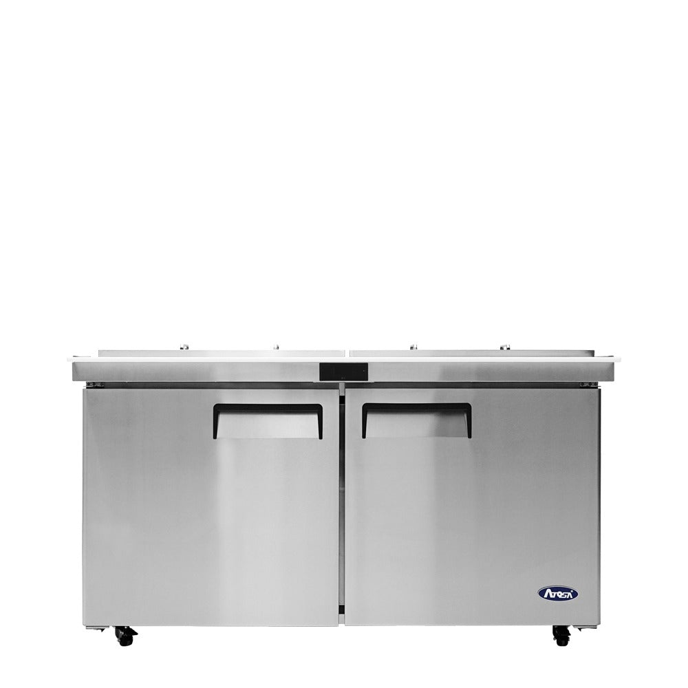 Atosa MSF8307GR-NTCV 60" 17.2 Cu. Ft. Mega Top Sandwich Prep Table, 2-Door, Concentrated Airflow Design