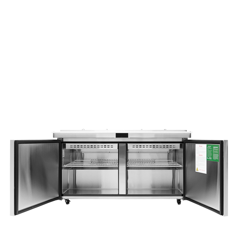 Atosa MSF8307GR-NTCV 60" 17.2 Cu. Ft. Mega Top Sandwich Prep Table, 2-Door, Concentrated Airflow Design