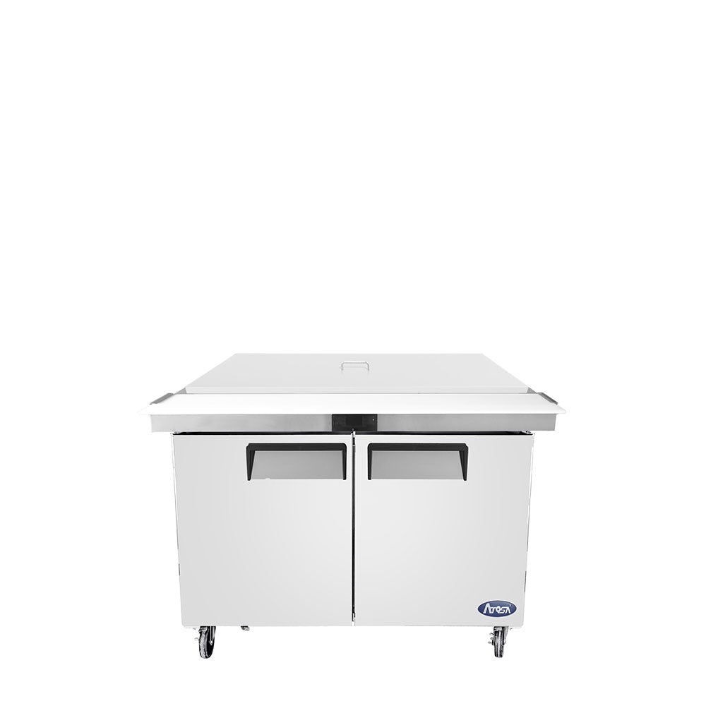Atosa MSF8306GR-NTCV 48" 13.4 Cu. Ft. Mega Top Sandwich Prep Table, 2-Door, Concentrated Airflow Design