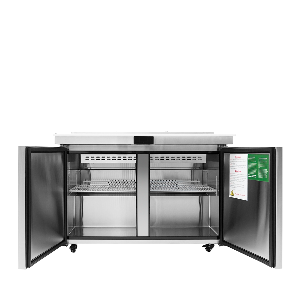 Atosa MSF8306GR-NTCV 48" 13.4 Cu. Ft. Mega Top Sandwich Prep Table, 2-Door, Concentrated Airflow Design