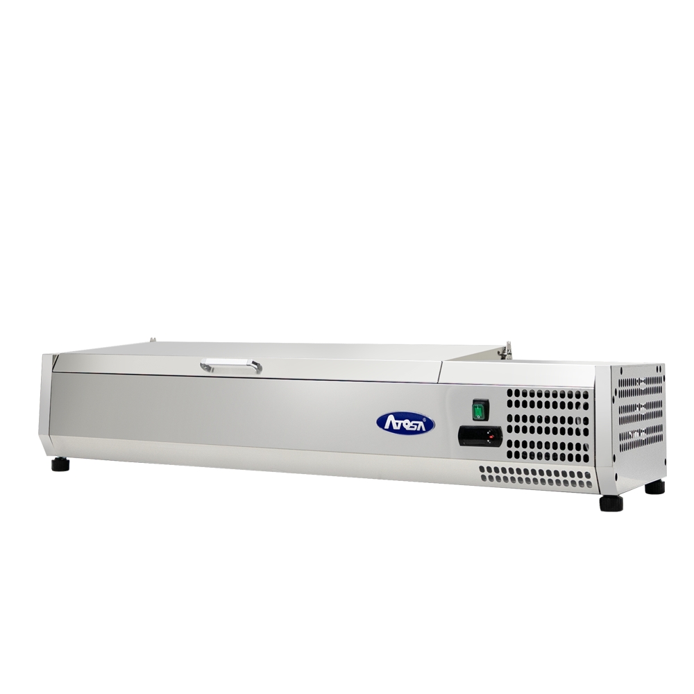 Atosa MSCT-48-10 50-1/8" Refrigerated Countertop Prep Station, 1.5 Cu. Ft., Holds 10 1/6-Size Pans