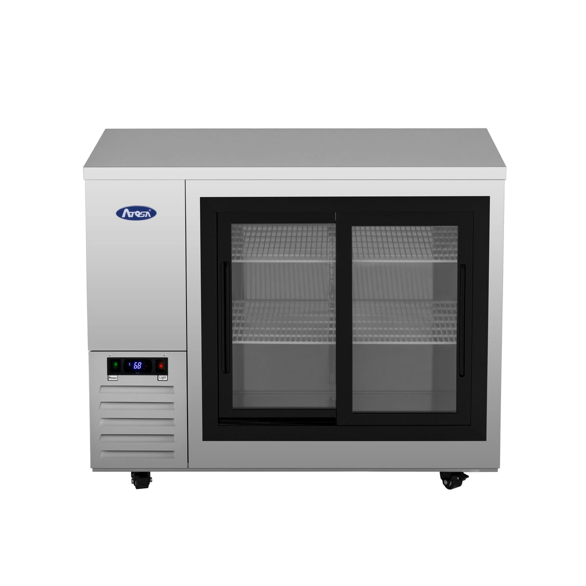 Atosa SBB48SGGRAUS1 48" 11.5 Cu. Ft. Shallow Depth Back Bar Cooler, 2 Sliding Glass Doors, Stainless Steel Exterior