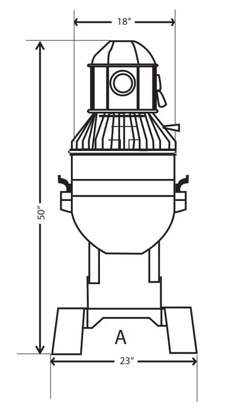 Precision Hub-50 50 Quart Planetary MIxer, 3 Speed, Heavy Duty 2 HP Motor, Single Phase