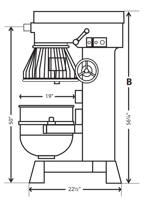 Precision V-60.1 60-Quart Planetary Mixer, 3 Speed, Heavy Duty 2 Hp Motor, Single Phase