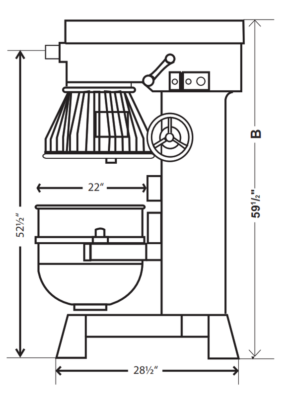 Precision HD-60.1 60 Quart Pizzeria Mixer, 3 Speed, 2 HP Motor, Single Phase