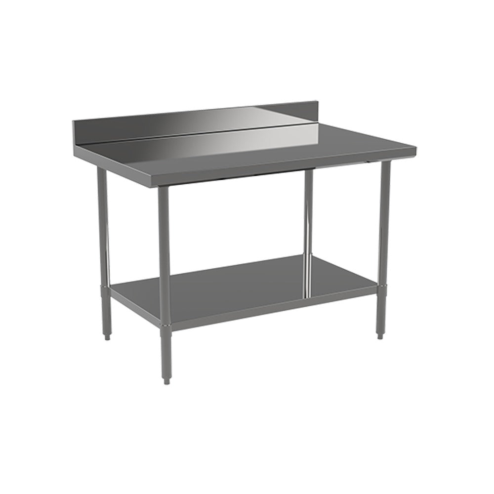 Atosa ST3072ECB4 72" x 30" Stainless Steel Work Table, 4" Rear Backsplash, 500 lb Capacity, Adjustable Undershelf