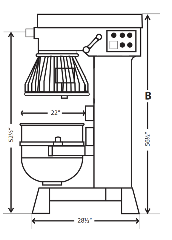 Precision V-80EL Quart Planetary Mixer With Electric Lift, 3 Speed, Heavy Duty 4 HP Motor, 3 Phase