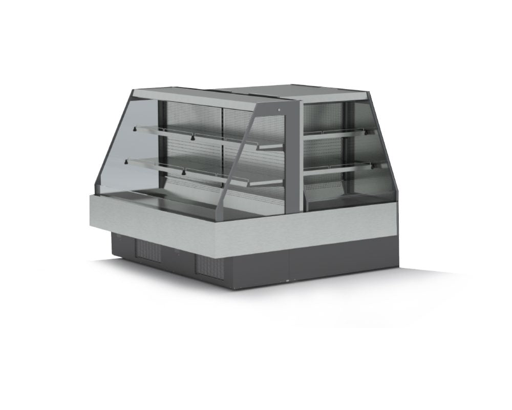 Hydra-Kool KGL-IS-80-S 78 In. Low Profile Island Combination Merchandiser, Self-Contained, Open Front, Pull-Down Night Curtain