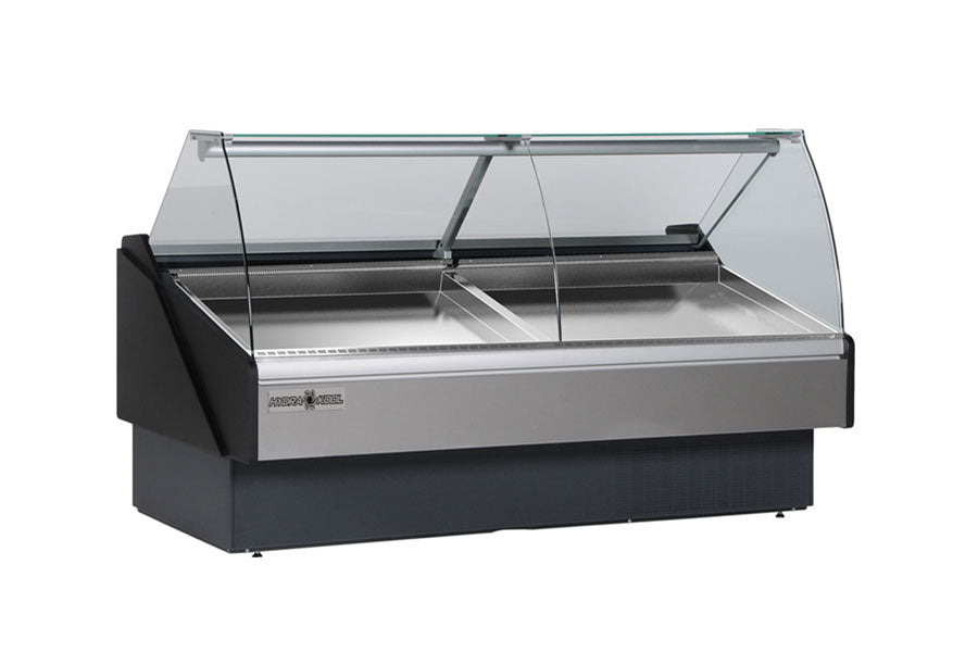 Hydra-Kool KFM-SC-40-S 40 In. Curved Glass Seafood Case, Self-Contained, Integrated Ice Pan, Floor Drain Required