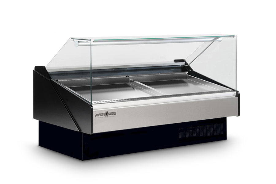 Hydra-Kool KFM-SF-50-S 52 In. Flat Glass Seafood Case, Self-Contained, Integrated Ice Pan, Floor Drain Required