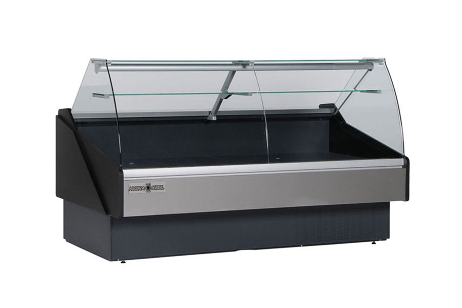 Hydra-Kool KPM-CG-80-S 78 In. Curved Glass Deli Case for Packaged Meat, Self-Contained, Refrigerated Rear Storage, Forced Air