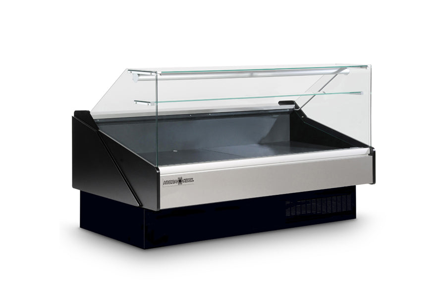 Hydra-Kool KPM-FG-60-S 60 In. Flat Glass Deli Case for Packaged Meat, Self-Contained, Refrigerated Rear Storage, Forced Air