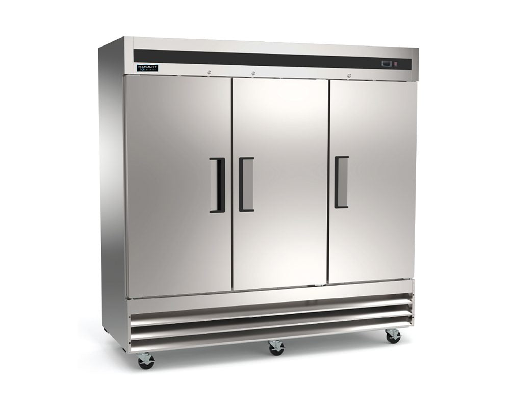 Kool-It Infinity KIN72R-HC 81 In. Reach-In Refrigerator, Three Solid Doors, Self-Contained, R290, 430 SS Exterior