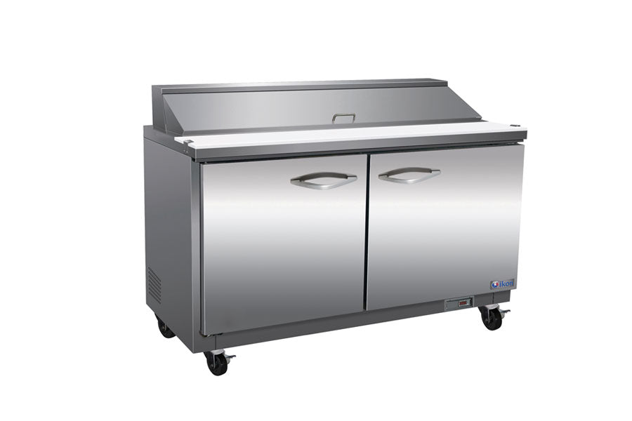IKON ISP61 61 In. Two-section Sandwich/Salad Prep Table, (16) 1/6 GN Pans, R290, Self-Contained