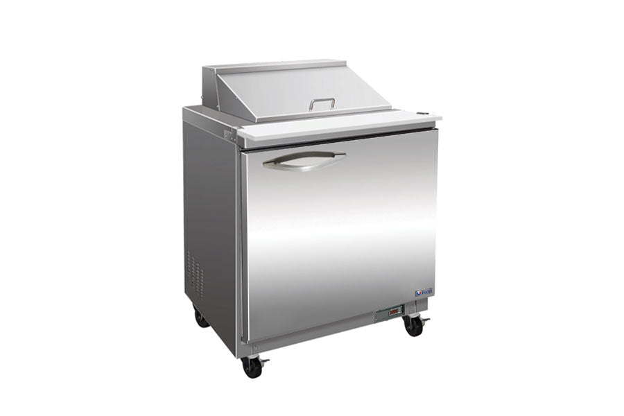 IKON ISP29M 29 In. One-section Mega Top Sandwich/Salad Prep Table, (12) 1/6 GN Pans, R290, Self-Contained
