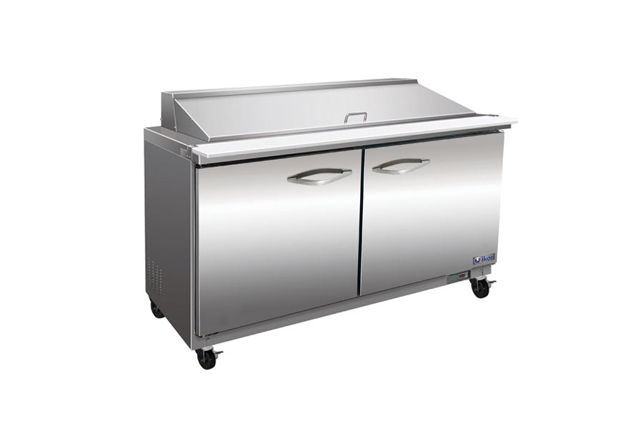 IKON ISP36M 36 In. Two-section Mega Top Sandwich/Salad Prep Table, (15) 1/6 GN Pans, R290, Self-Contained