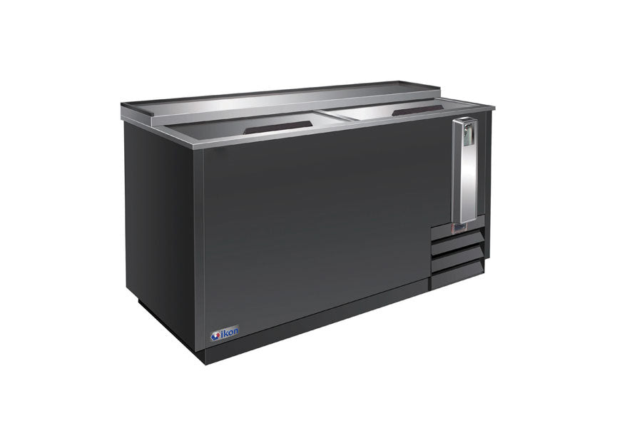 IKON IBC-49 49 In. Bottle Cooler, Flat Top, (2) Sliding Lids, Black Exterior, R-600A