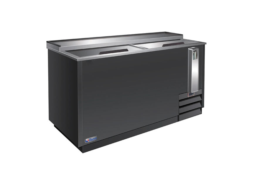 IKON IBC-64 64 In. Bottle Cooler, Flat Top, (2) Sliding Lids, Black Exterior, R-600A