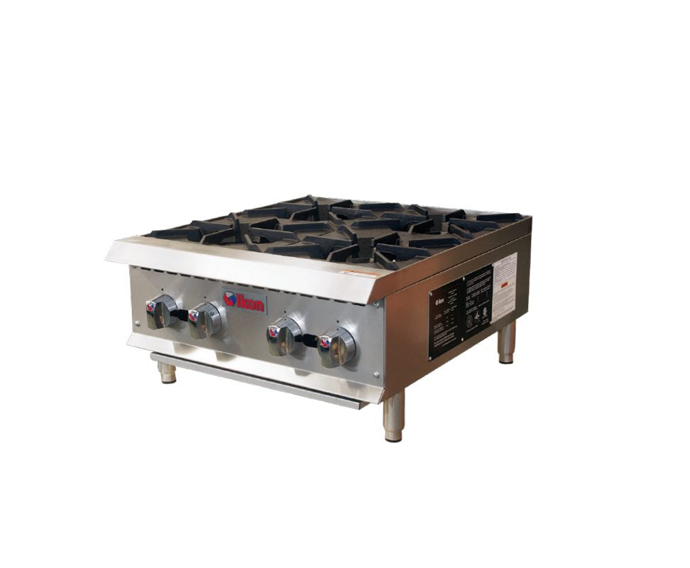 IKON IHP-4-24 24 In. Gas Countertop Hotplate, 4-Burner, 25,000 BTU Octagonal Cast Iron Burners