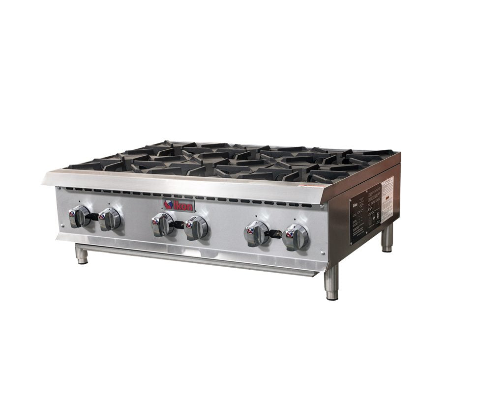 IKON IHP-6-36 37 In. Gas Countertop Hotplate, 6-Burner, 25,000 BTU Octagonal Cast Iron Burners