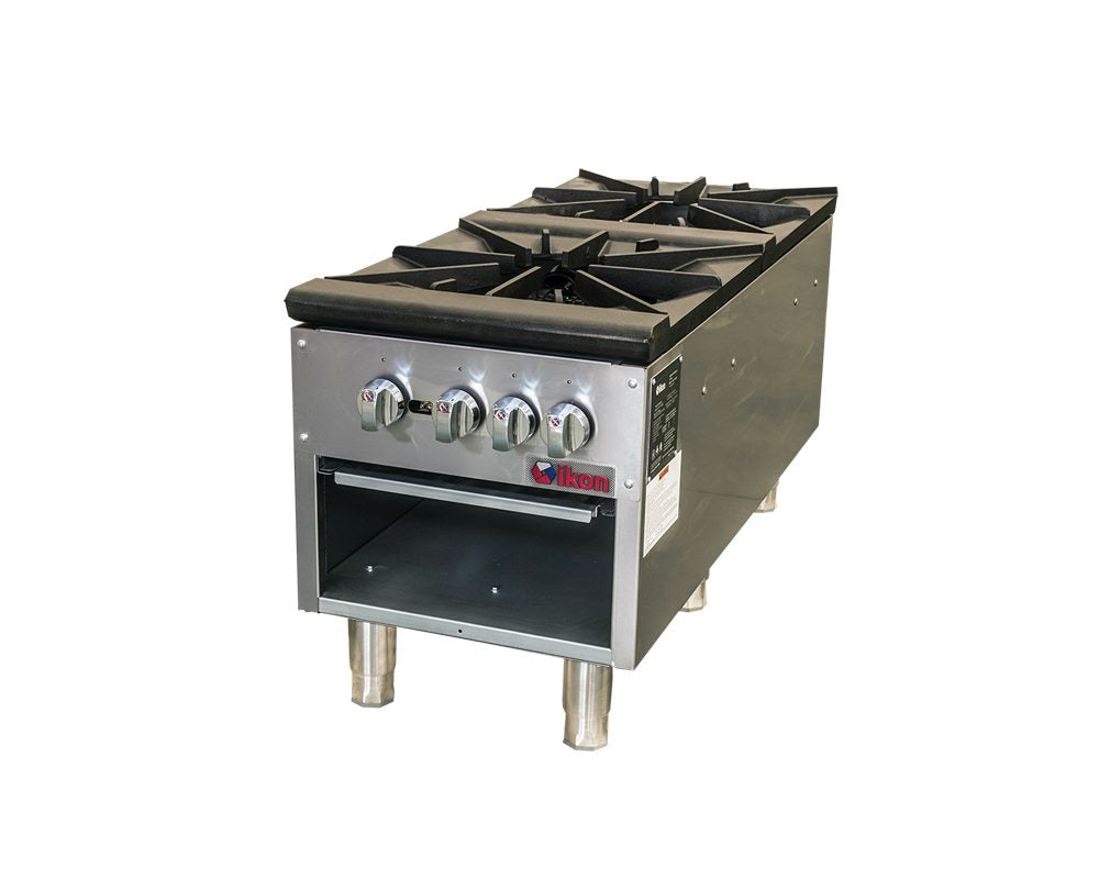 IKON ISP-18-2 18 In. Gas Stock Pot Range, (2) 80,000 BTU Three-Ring Burners, 160,000 BTU, Infinite Controls