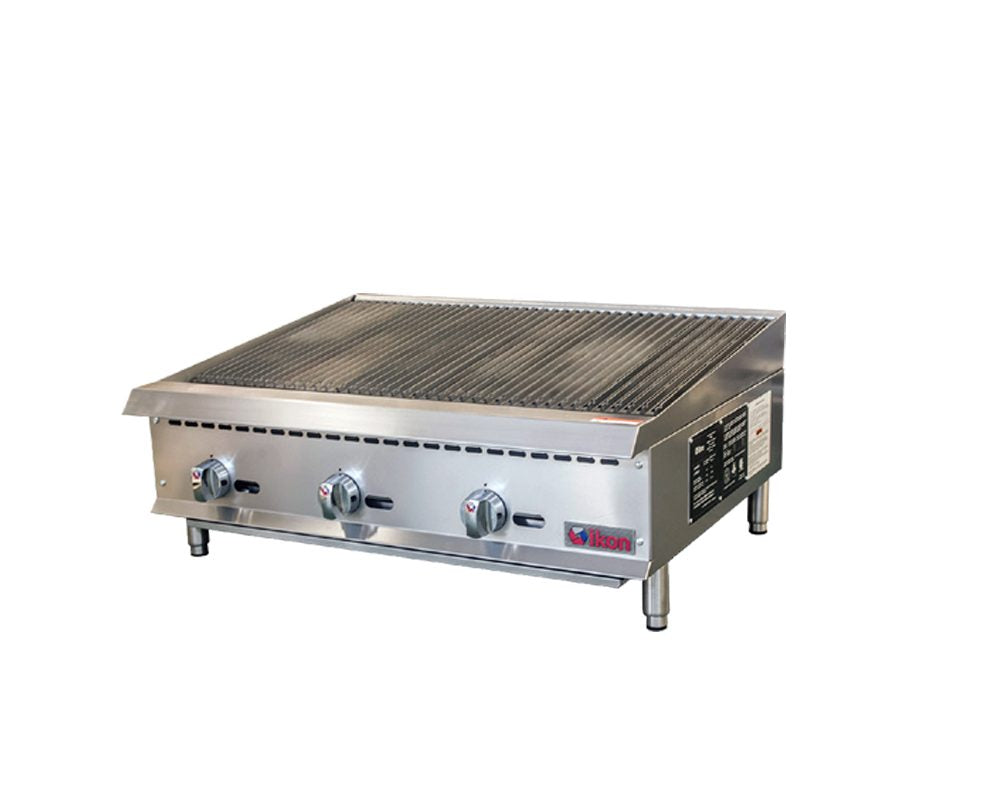 IKON IRB-36 36 In. Gas Radiant Broiler, 3 U-Shape Burners, 10-Gauge Cast Iron Radiants