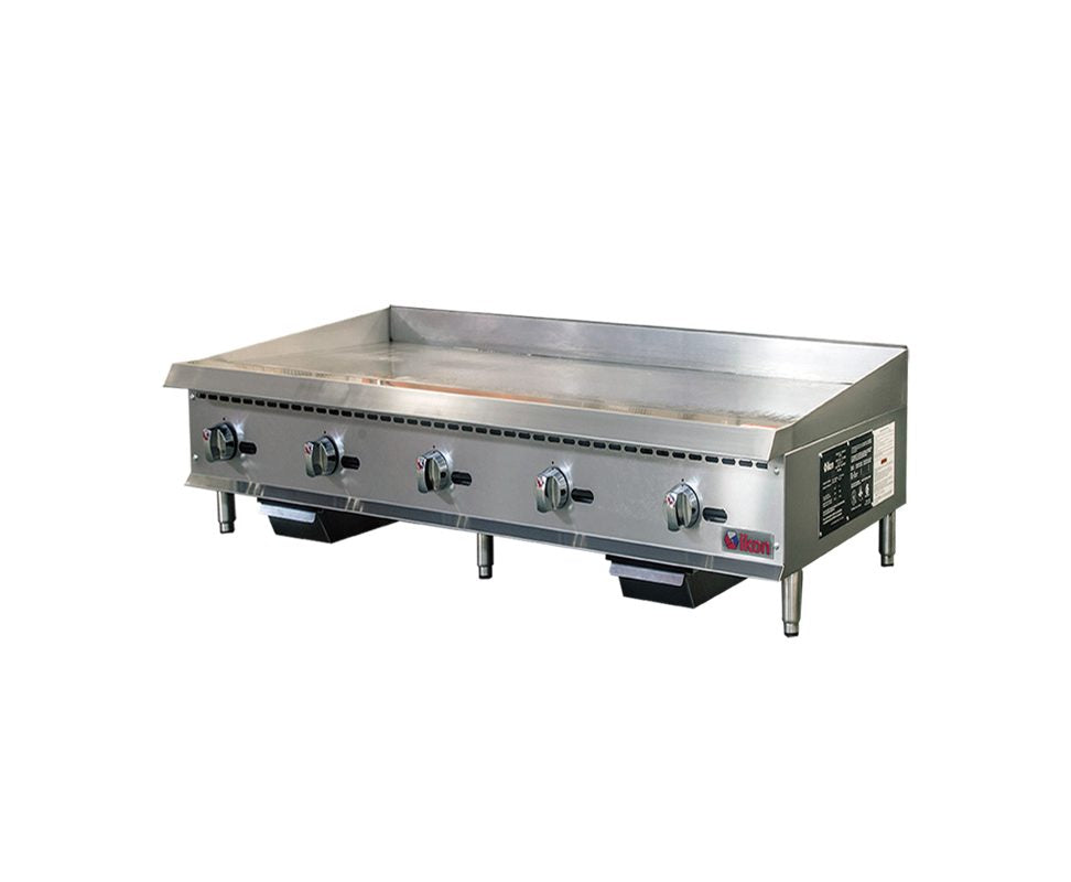 IKON IMG-60 60 In. Gas Countertop Manual Griddle, 3/4" Polished Steel Plate, U-Shape Burners
