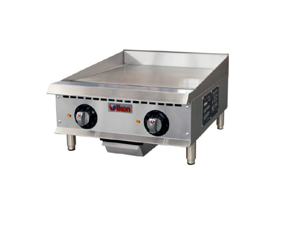 IKON ITG-24E 24 In. Electric Countertop Griddle, 1" Polished Steel Plate, Thermostatic, 6.0/8.0 KW