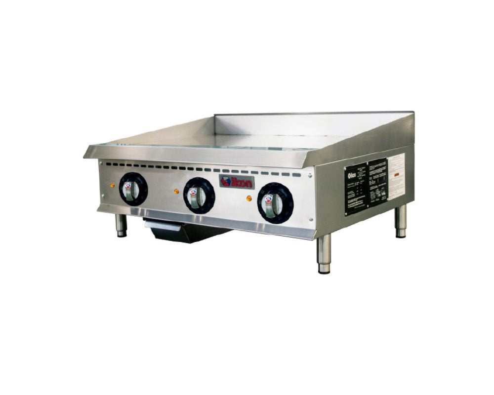 IKON ITG-36E 36 In. Electric Countertop Griddle, 1" Polished Steel Plate, Thermostatic, 9.0/12.0 KW