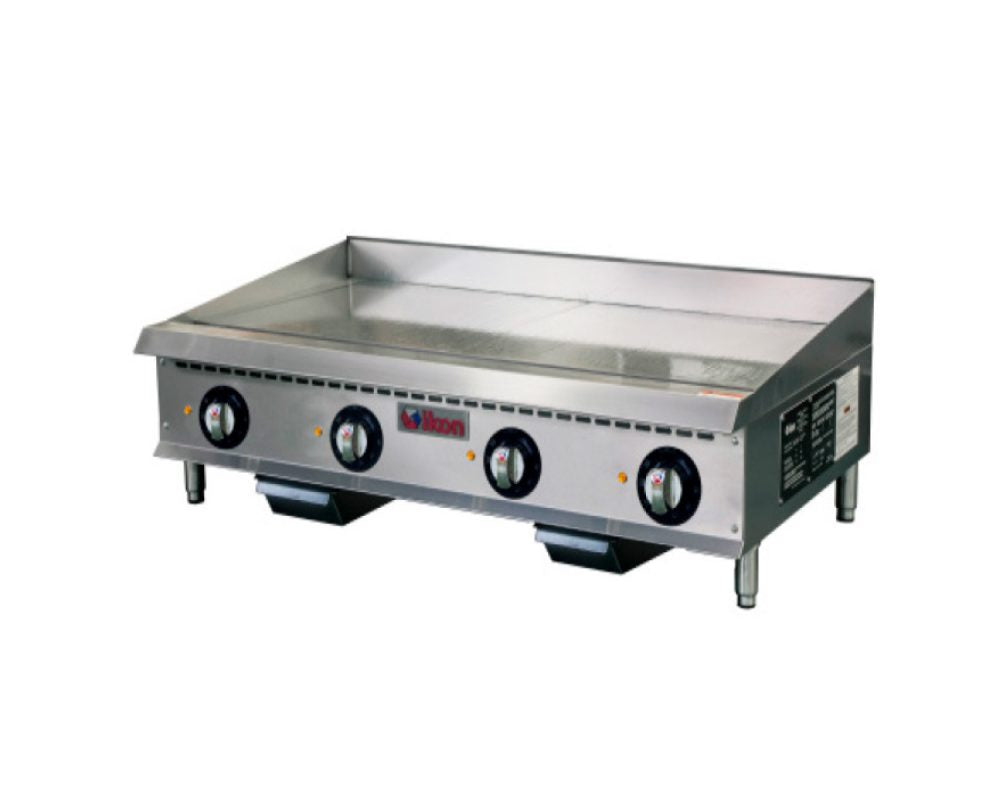 IKON ITG-48E 48 In. Electric Countertop Griddle, 1" Polished Steel Plate, Thermostatic, 12.0/16.0 KW